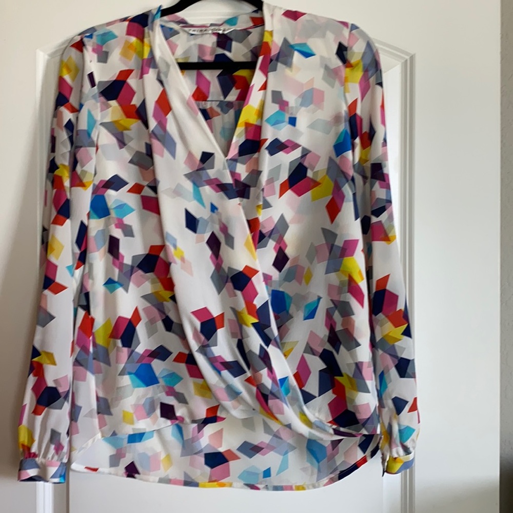Trina Turk Silk multicolor geometric blouse
